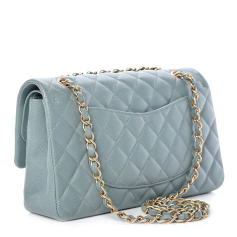 CHANEL Caviar Quilted Medium Double Flap Turquoise